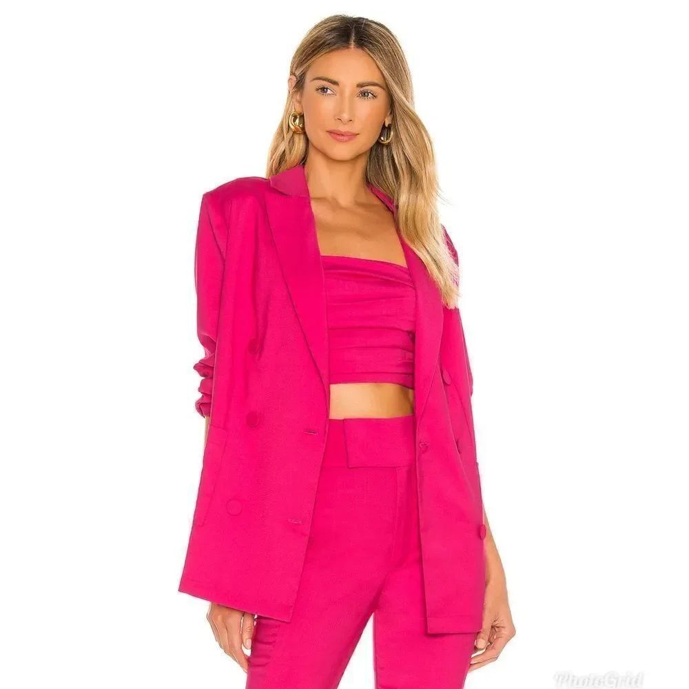 Revolve Lovers + Friends Michelli Hot Pink Double Breasted Blazer (No belt)